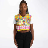 Ashbury Heights Plaid Cropped Button Front Jersey Cropped Baseball Jersey - AOP - Thathoodyshop