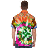 Orange Starburst S/S Button Down Shirt Short Sleeve Button Down Shirt - AOP - Thathoodyshop
