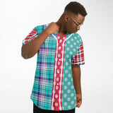 Cerulean Plaid Paisley Button Front Jersey Baseball Jersey - Thathoodyshop