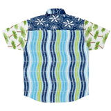 Mykonos Striped Graffiti Print Short Sleeve Button Down Shirt Short Sleeve Button Down Shirt - Thathoodyshop