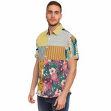 Tallulah Bankhead Floral Ikat Patchwork Short Sleeve Button Down Shirt Short Sleeve Button Down Shirt - Thathoodyshop