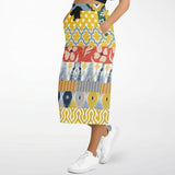 Tallulah Bankhead Yellow Ikat Patchwork Long Pocket Skirt Long Pocket Skirt - Thathoodyshop