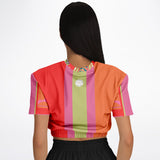 Chili Pepper Colorblock Trio Cropped Sweater Athletic Cropped Short Sleeve Sweatshirt - AOP - Thathoodyshop