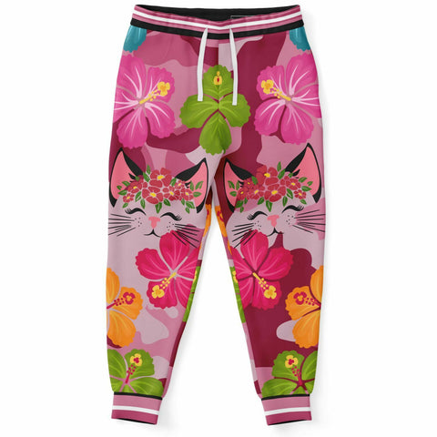 THS Pink Camo Kitty Fleece Joggers Joggers - Thathoodyshop