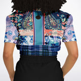 Dolores Park Paisley Plaid Cropped Sweater Cropped Short Sleeve Sweater - Thathoodyshop