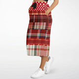 Jersey Salsa Plaid Patchwork Long Pocket Skirt Long Pocket Skirt - Thathoodyshop