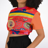 Chili Pepper Paisley Cropped Sweater Cropped Short Sleeve Sweater - Thathoodyshop