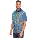 Royal Peacock S/S Button Down Shirt Short Sleeve Button Down Shirt - AOP - Thathoodyshop