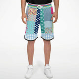 Pink Sherbert Patchwork Plaid Basketball Shorts Basketball Shorts - Thathoodyshop