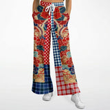 Busan Fleur Plaid Patchwork Stretchy Phat Bellbottoms Flare Leg Pants - Thathoodyshop