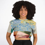 Calico Esplanade Cropped Sweater Athletic Cropped Short Sleeve Sweatshirt - AOP - Thathoodyshop