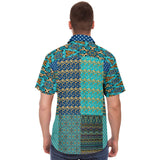 Many Blessings Horus Eye Patchwork Button Down Shirt Short Sleeve Button Down Shirt - Thathoodyshop