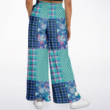 Cerulean Patchwork Plaid SW Stretchy Phat Bellbottoms Flare Leg Pants - Thathoodyshop