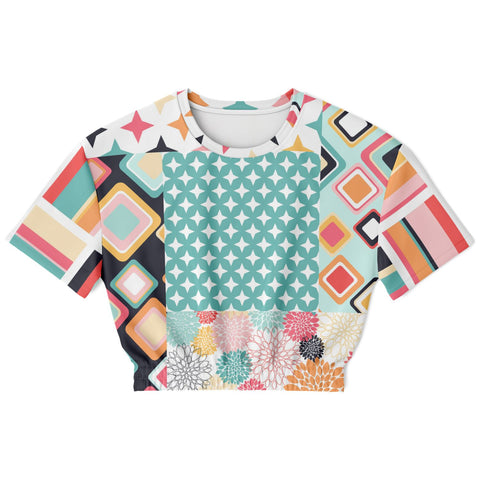 Old Miami Geometric Trefoil Cropped Sweater Cropped Short Sleeve Sweater - Thathoodyshop