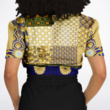 Forever Royale Floral Patchwork Short Sleeve Cropped Sweater Cropped Short Sleeve Sweater - Thathoodyshop