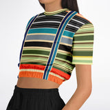 Tequila Sunrise Striped Cropped Sweater Cropped Short Sleeve Sweater - Thathoodyshop