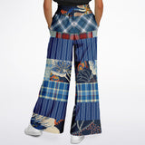 Andromeda Blue Plaid SW Patchwork Bellbottoms Flare Leg Pants - Thathoodyshop