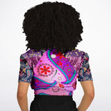 Purple Jamboree Cropped Sweater Cropped Short Sleeve Sweater - Thathoodyshop