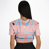Pink Geo Gallagher Cropped Sweater Cropped Short Sleeve Sweater - Thathoodyshop