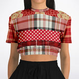 Jersey Salsa Red Plaid Cropped Sweater Cropped Short Sleeve Sweater - Thathoodyshop