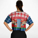 Busan Fleur Floral Plaid Patchwork Crop Jersey Cropped Football Jersey - Thathoodyshop