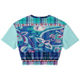 Cerulean Paisley Cropped Sweater Athletic Cropped Short Sleeve Sweatshirt - AOP - Thathoodyshop