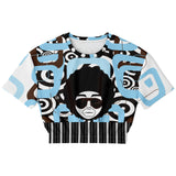 Pacific Palisades Retro Print Cropped Sweater Cropped Short Sleeve Sweater - Thathoodyshop