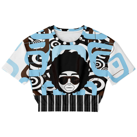 Pacific Palisades Retro Print Cropped Sweater Cropped Short Sleeve Sweater - Thathoodyshop