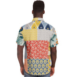 Tallulah Bankhead Floral Ikat Patchwork Short Sleeve Button Down Shirt Short Sleeve Button Down Shirt - Thathoodyshop