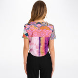 Bahama Mama Patchwork Cropped Button Front Jersey Cropped Baseball Jersey - Thathoodyshop