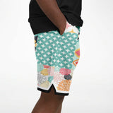 Old Miami Yellow Patchwork Basketball Shorts Basketball Short Rib - AOP - Thathoodyshop