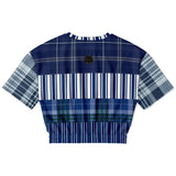 Fair Isle Blue Cropped Sweater Cropped Short Sleeve Sweater - Thathoodyshop