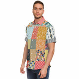 Tallulah Bankhead Patchwork Short Sleeve Button Down Shirt Short Sleeve Button Down Shirt - Thathoodyshop
