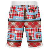 Red Pacific Palisades Plaid Basketball Shorts Basketball Shorts - Thathoodyshop