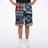 Andromeda Blue Patchwork Basketball Shorts Basketball Shorts - Thathoodyshop