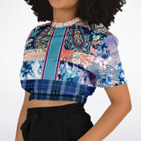 Dolores Park Paisley Plaid Cropped Sweater Cropped Short Sleeve Sweater - Thathoodyshop