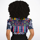Purple Flurry Cropped Sweater Athletic Cropped Short Sleeve Sweatshirt - AOP - Thathoodyshop