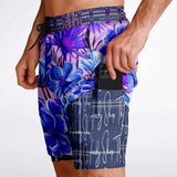 Norma Jean Purple Plaid Floral Compression Activity Shorts Athletic Shorts - Thathoodyshop