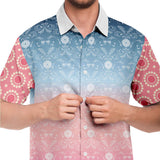 Pink Glacier S/S Button Down Shirt Short Sleeve Button Down Shirt - AOP - Thathoodyshop