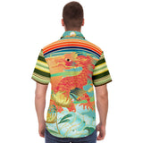 The Koi Dragon Striped Button Down Shirt Short Sleeve Button Down Shirt - Thathoodyshop