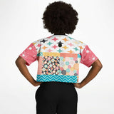 Old Miami Geo Patchwork Crop Jersey Cropped Football Jersey - Thathoodyshop