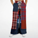 Yankee Doodle Plaid Patchwork Bellbottoms Flare Leg Pants - Thathoodyshop