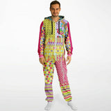 Hello Janis! Purple Zigzag Patchwork Unisex Eco-Poly Romper Eco Poly Jumpsuit - Thathoodyshop