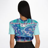Cerulean Paisley Cropped Sweater Athletic Cropped Short Sleeve Sweatshirt - AOP - Thathoodyshop