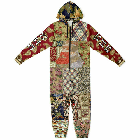 Tripoli Floral Patchwork Unisex Romper Zip-Front Romper - Thathoodyshop