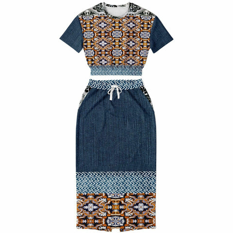 Rustica Denim Skirt Set Skirt Set - Thathoodyshop
