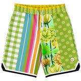 Green Anjou Pear Striped Basketball Shorts Basketball Shorts - Thathoodyshop