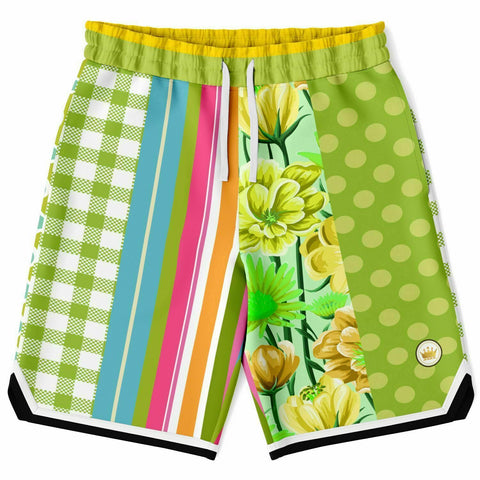 Green Anjou Pear Striped Basketball Shorts Basketball Shorts - Thathoodyshop