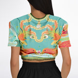 The Koi Dragon Cropped Sweater Cropped Short Sleeve Sweater - Thathoodyshop