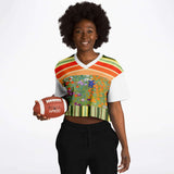Secret Garden Floral Striped Crop Jersey Cropped Football Jersey - Thathoodyshop